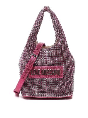 LOVE MOSCHINO: borse a tracolla - Mini Borsa In Strass Pietra