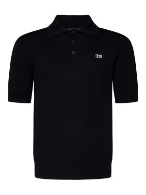 Dolce & Gabbana Intarsia-knit polo shirt - Black