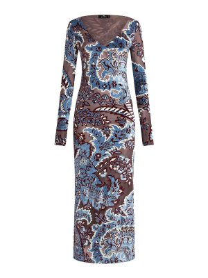 ETRO: maxi dresses - Beige And Blue Long Sheath Dress