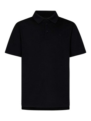 GIVENCHY: polo shirts - Short-Sleeved Black Cotton Pique Polo Shirt W
