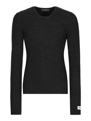DOLCE & GABBANA: Suéteres con cuello pico - Suéter Cuello Redondo - Gris