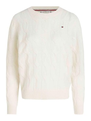 TOMMY HILFIGER: crew necks - Soft Wool Cable C-Neck