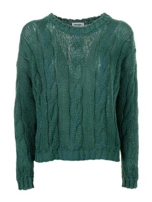 BASE: crew necks - Green Braid Crewneck Sweater