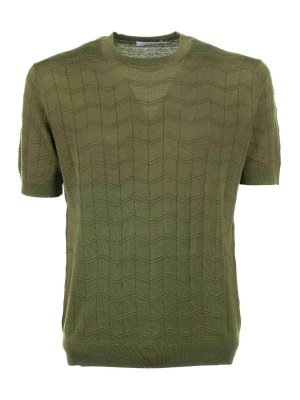 Paolo Pecora: t-shirt - T-Shirt Verde In Cotone E Seta