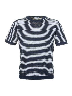 SEVENTY: t-shirt - T-Shirt A Righe Bianco Blu