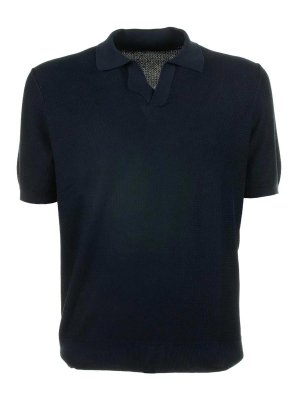 TAGLIATORE: polo shirts - Navy Blue Short Sleeve Polo Shirt