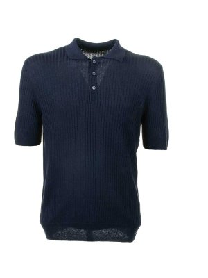 TAGLIATORE: polo shirts - Navy Blue Short Sleeve Polo Shirt