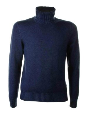 TAGLIATORE: Turtlenecks & Polo necks - Blue Long Sleeve Turtleneck