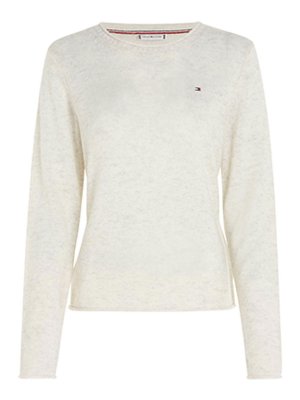 TOMMY HILFIGER: Strickpullover mit Rundhalsausschnitt - Rundhalspullover - Weiß