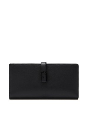 FURLA: wallets & purses - Flow Continental XL Black Leather Wallet