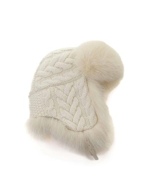 INVERNI: hats & caps - Aviator Hat In Pure Cashmere Cable Work