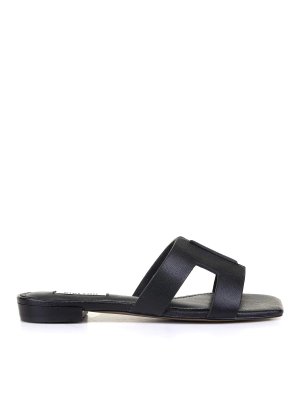 BIBI LOU: sandals - Black Leather Slipper