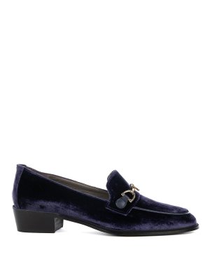 ROBERTO FESTA: Loafers & Slippers - Mocassino Axel Blu Navy In Velluto