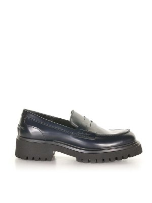 GUGLIELMO ROTTA: Loafers & Slippers - Blue Leather loafers