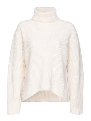 Pinko: Strickpullover mit Rundhalsausschnitt - Rundhalspullover - Weiß