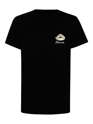 Balmain: t-shirts - Gold Kiss Print Logo Tshirt Classic Fit