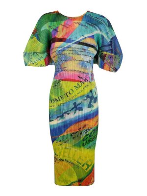 PLEATS PLEASE ISSEY MIYAKE: ニーレングスドレス - 膝丈ドレス - ブルー