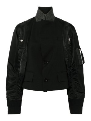 Sacai: casual jackets - Suiting X Nylon Twill Jacket