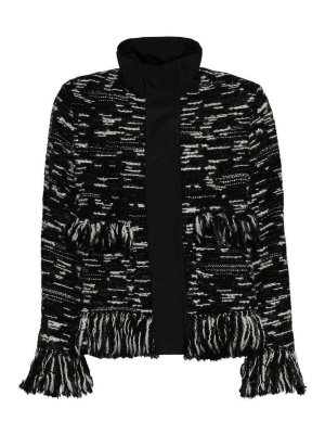 Sacai: blazers - Tweed X Grosgrain Blouson