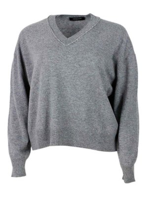 Tシャツ・カットソー MALO Women Sweater DXA194 F1K02E3293 GREY Malo Crewneck - Grey - Women | DXA194F1K02E3293 | thebs.com