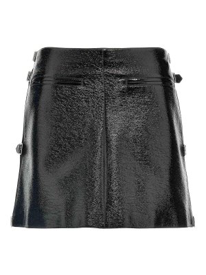 Courreges: Faldas media pierna y semilargas - Mini Multi Sangle Vinyl - Negro