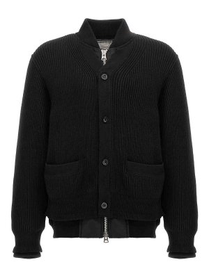 Sacai: cardigans - Nylon Insert Cardigan