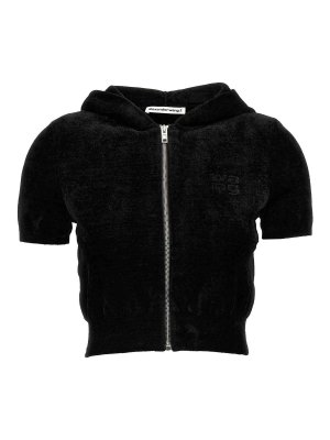 T BY ALEXANDER WANG: Sweatshirts & Sweaters - Logo Chenille Cropped Hoodie