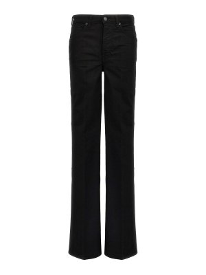 デニム・ジーパン ALEXANDER MCQUEEN Women Denim Pants 802098QMACX1307 Black Alexander Mcqueen Wide Leg Jeans - Black - Women