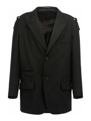 YOHJI YAMAMOTO: blazers - Single-Breasted Blazer With Strap Detail