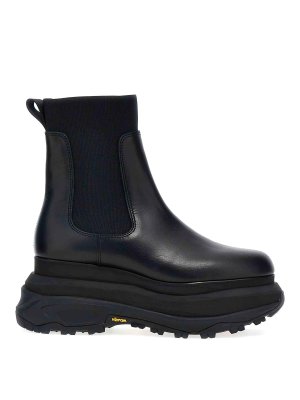 Sacai: ankle boots - Chelsea Leather Ankle Boots