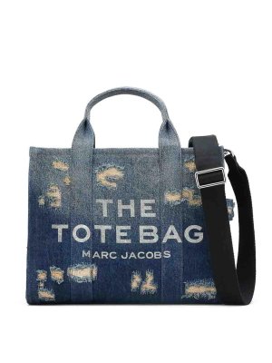 MARC JACOBS: totes bags - The Medium Rip And Repair Denim