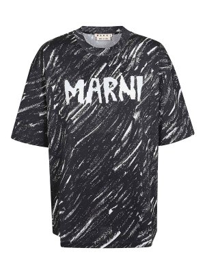 Tシャツ・カットソー MARNI FW24 Logo print T-shirt (THJE0294P1USCS11 L2N99) Marni logo-print Cotton T-shirt | White | FARFETCH