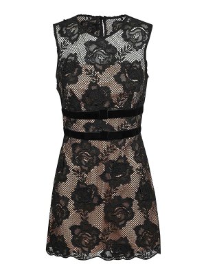 Self Portrait: cocktail dresses - Black Lace Velvet Bow Mini Dress
