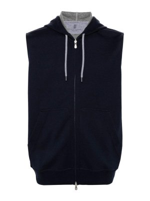 BRUNELLO CUCINELLI: Sweatshirts & Sweaters - Sleeveless Sweatshirt With Zipper And Hood