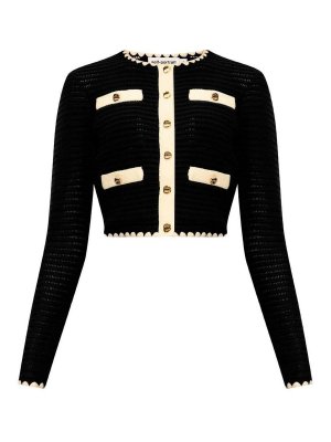 Self Portrait: cardigans - Crochet Contrast Trim Cardigan