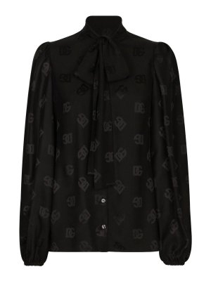 DOLCE & GABBANA: shirts - Allover Logo Silk Shirt