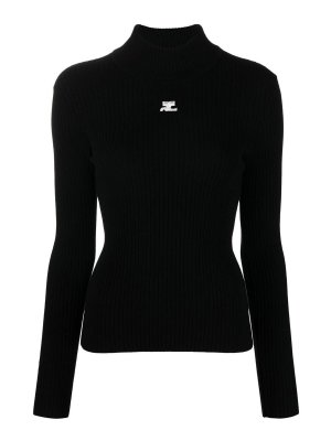 Courreges: Suéteres con cuello pico - Suéter Cuello Redondo - Negro