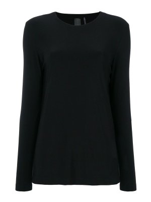 Norma Kamali: Strickpullover mit Rundhalsausschnitt - Rundhalspullover - Schwarz