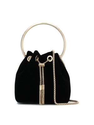 JIMMY CHOO: borse a tracolla - Borsa a secchiello Bon Bon in velluto