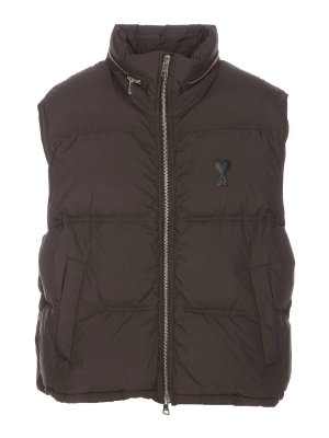 AMI PARIS: vests - Brown Padded Vest