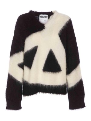 MOSCHINO: crew necks - Black And White Sweater Crewneck