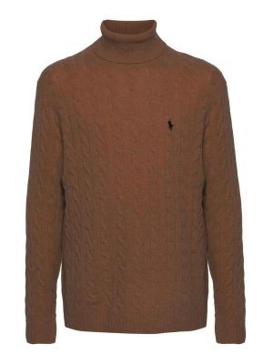 POLO RALPH LAUREN: Strickpullover mit Rundhalsausschnitt - Rundhalspullover - Braun