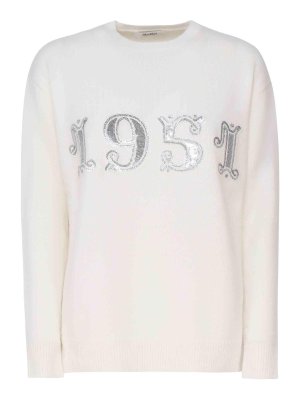 Max Mara: crew necks - Plata Pullover In Wool Cashmere And Sequins