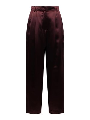 パンツ FERRAGAMO Straight pants with pleat Red High-rise virgin wool straight pants in red - Ferragamo