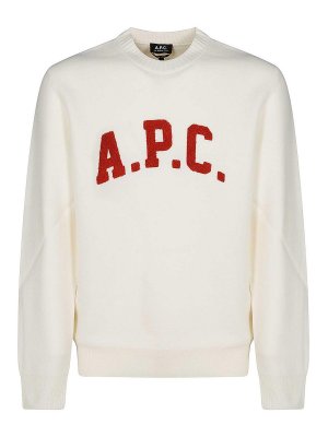 A.P.C.: Strickpullover mit Rundhalsausschnitt - Rundhalspullover - Hellbeige