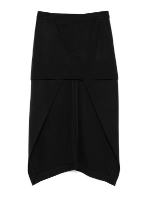 Patou Signature Pleated Midi Skirt - Black - Women