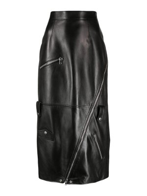 ALEXANDER MCQUEEN: ニーレングススカート＆ミディ丈 - 膝丈/ミディスカート - 黒