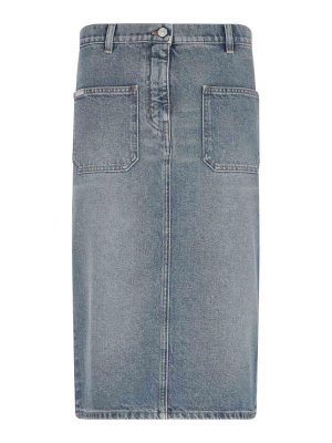 Courreges: Knee length skirts & Midi - Denim Midi Skirt