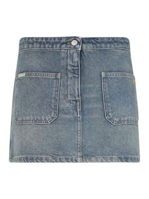 Courreges: Knee length skirts & Midi - Mini Denim Skirt