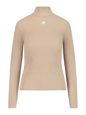 Courreges: Cuellos altos y polos - Suéter Con Cuello Alto - Beis